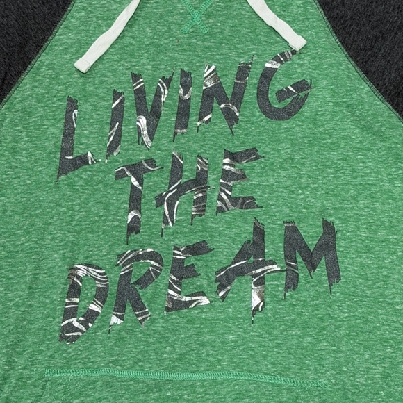 Green and Gray Hoodie with Graphic Text - Picture 2 of 3